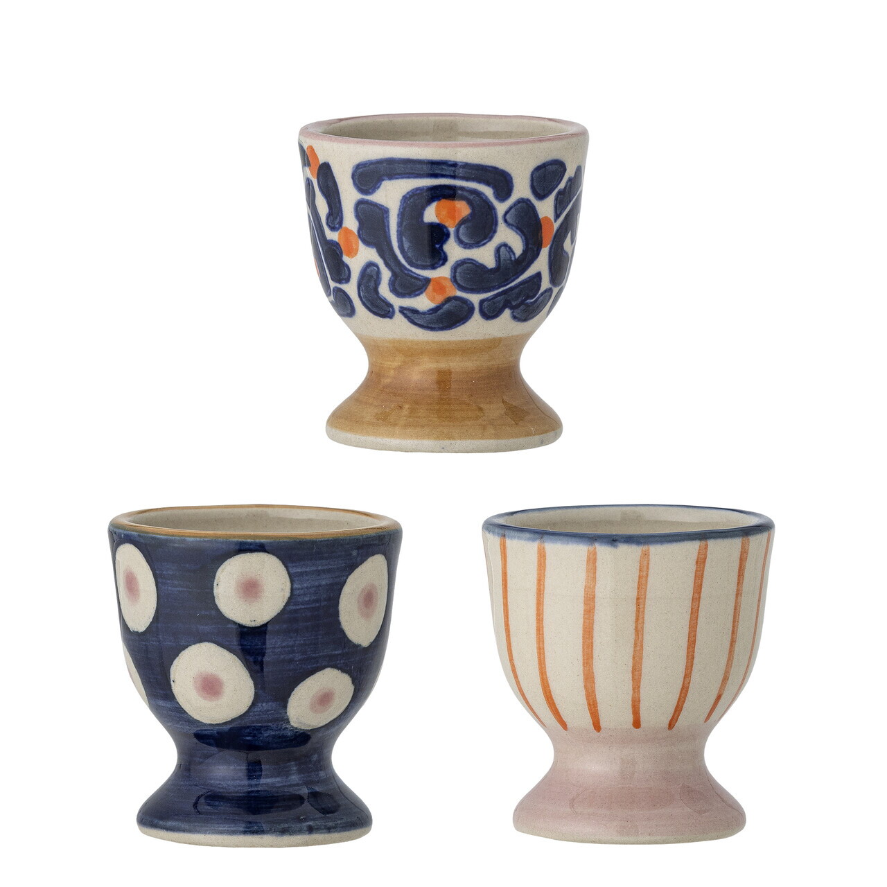 Set 3 suporturi pentru ou, Bloomingville, Eviaya, 4.5x5 cm, 30 ml, ceramica, multicolor - imagine 7
